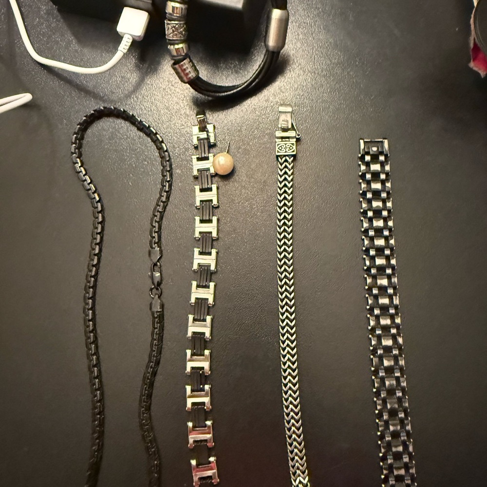 Men's Black and Silver Bracelet Collection